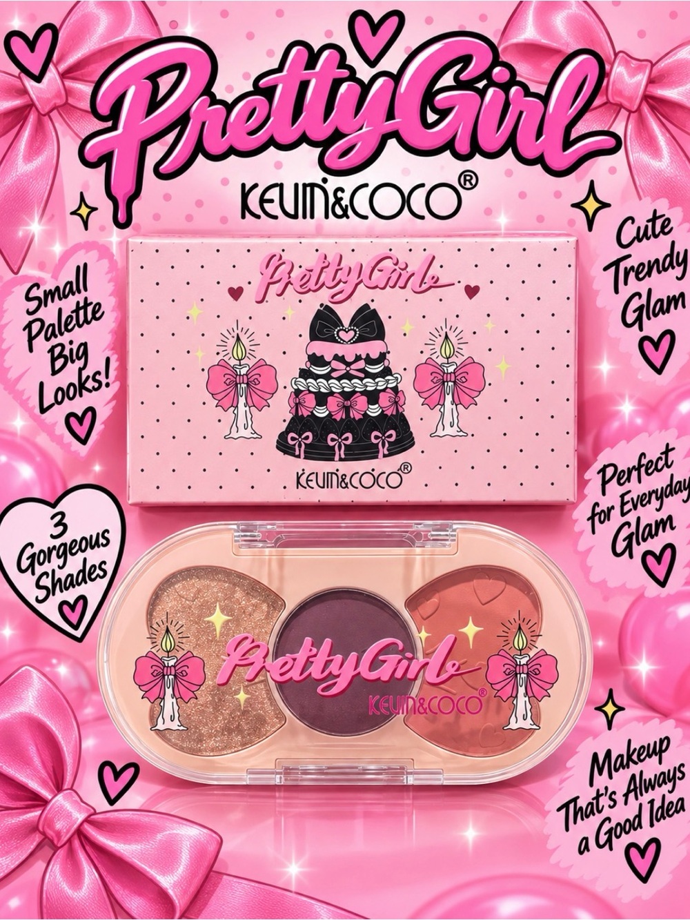 PrettyGirl Keuni & Coco 3-Shade Eyeshadow Palette